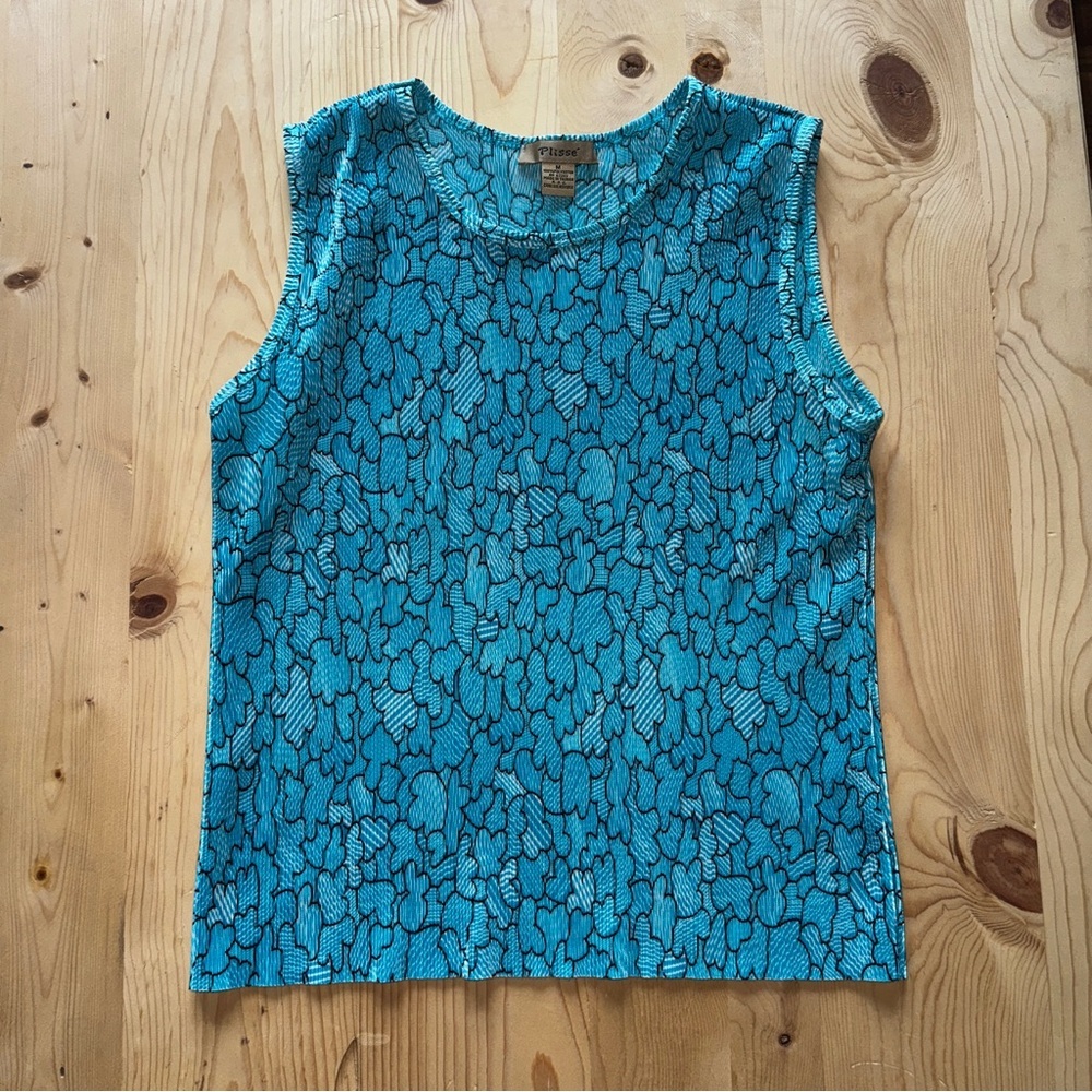 Stylish Blue Patterned Tank Top